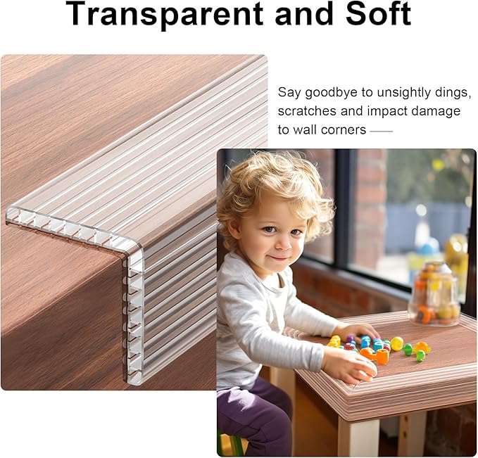 Baby Proofing 26.2ft Long (0.9" Wide),Clear Corner Protectors,Soft Edge Protectors Corner Guards Furniture Corner&Edge Safety Bumpers with Upgraded Strong Adhesive for Sharp Furniture & Table Edges