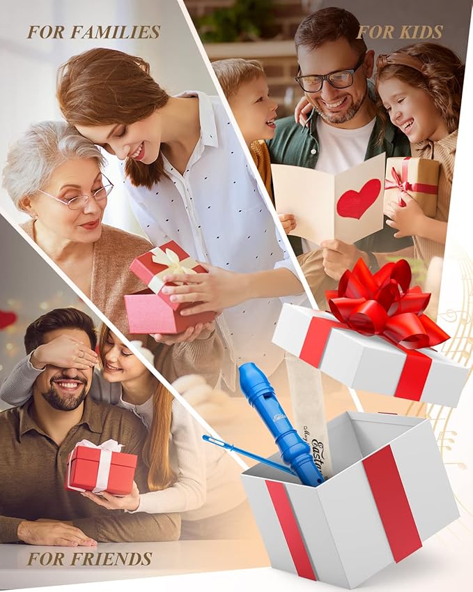 Eastar Soprano Recorder Instrument for Kids Beginners, German Fingering C Key with Cleaning Kit, Thumb Rest, Cotton Bag, Fingering Chart, ERS-21GB, Blue, School-Approved