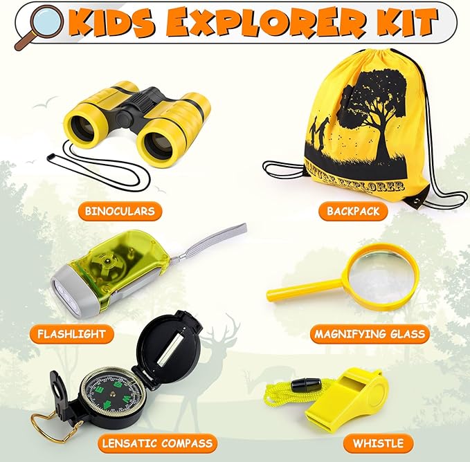 ESSENSON Kids Explorer Kit - Adventure Kit for Kids, Outdoor Explorer Kit with Binoculars, Summer Outdoor Toys for Kids Ages 4-8