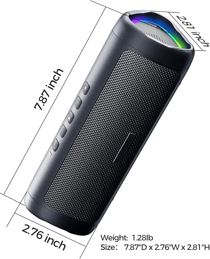 Bluetooth Speaker with HD Sound, Portable Wireless, IPX5 Waterproof, Up to 20H Playtime, TWS Pairing, BT5.3, for Home/Party/Outdoor/Beach, Stocking Stuffers, White Elephant Gifts for Adults (Black)