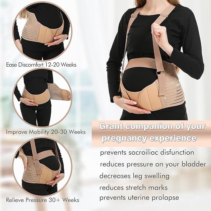 Belly Bands For Pregnant Women - Maternity Belt Pregnancy Support - Breathable Abdominal Binder, Back Support, Multiple Sizes And Colors For All Stages Of Pregnancy & Postpartum