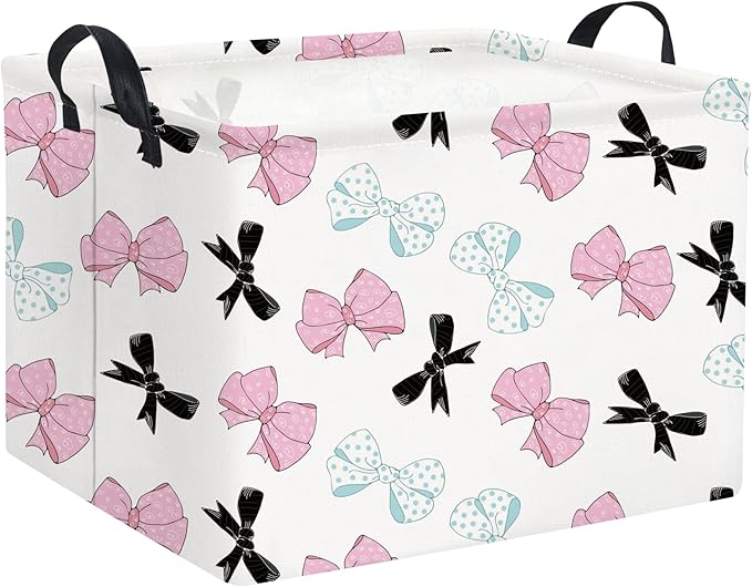 HIYAGON Rectangular Bowknot Basket Kids Baby Storage Basket Toy Storage Bin Organizer Box Room Decor(Bowknot)