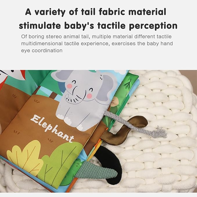BARMACO Baby Soft Touch and Feel Crinkle Cloth Books for Infants & Toddlers, Learning Toys, Early Development Interactive Sensory Toys, Ocean Animal Tails, Gifts for Boys & Girls