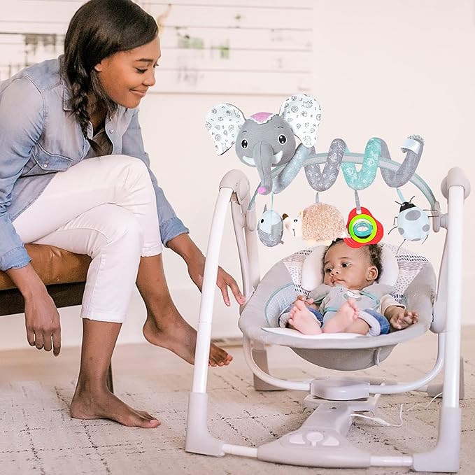 Car Seat Toys, Baby Activity Spiral Hanging Toys for Stroller Car Seat Crib Bar Bassinet Mobile, Musical Elephant Toys for Newborn Infant Boys Girls 0 3 6 12 Months