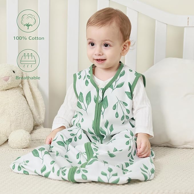 JELLYMONI Baby Sleep Sack 6-12 Months 100% Cotton Wearable Blanket, 0.5 TOG Soft Lightweight Toddler Sleeping Sack 3 Pack 2-Way Zipper Newborn Sleep Sacks