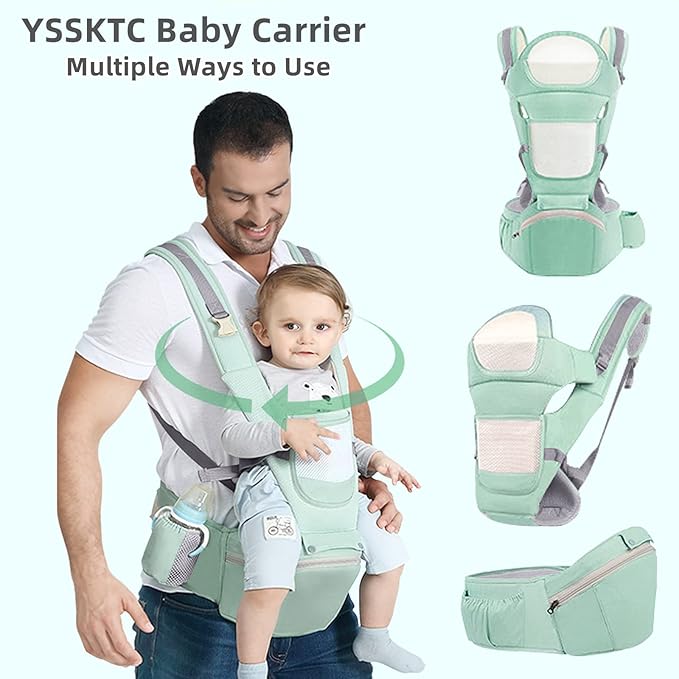 Baby Carrier Ergonomic Infant Carrier with Hip Seat Kangaroo Bag Soft Baby Carrier Newborn to Toddler 7-45lbs Front and Back Baby Holder Carrier for Men/Women Dad Mom