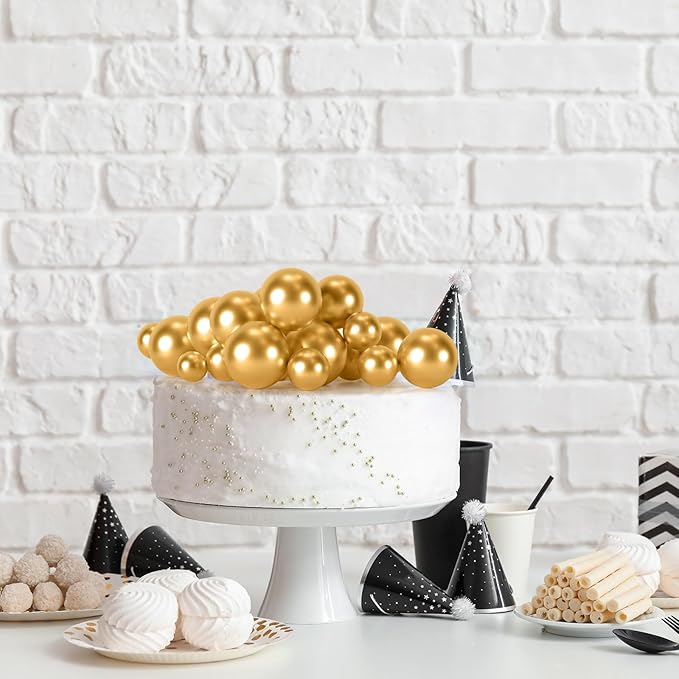 75 Pieces Gold Cake Balls Topper Decorations Foam Cupcake Topper Mini Balloon Cake Topper Balls Cake Picks for Cake Deco Birthday Party Wedding