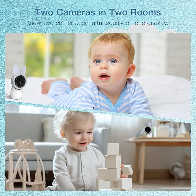 ARENTI Upgraded Baby Monitor with 2 Cameras, 4MP 2.4G&5G WiFi Baby Camera Monitor, Infrared Night Vision, Night Light, 2-Way Audio, Cry&Motion Detection, Temp&Humidity Sensor, App Control