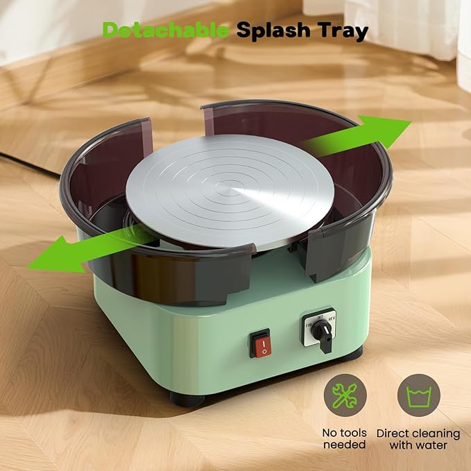 Alldeer 11-inch Pottery Wheel, 350W Electric Ceramic Forming Machine with Detachable Basin, 0-300RPM Foot Pedal Control, 19PCS Complete Clay Tool Kit for Professional Potters and Adult Crafters