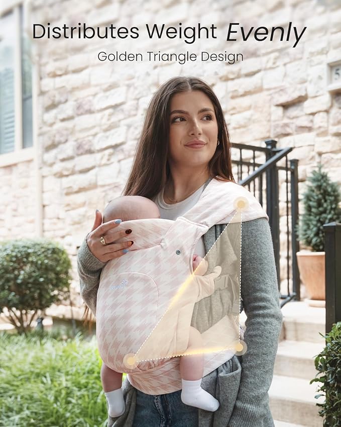 GROWNSY Baby Carrier Newborn to Toddler, Cozy Baby Wraps Carrier, Ergonomic Baby Carrier with Head Support, Tweed Pink