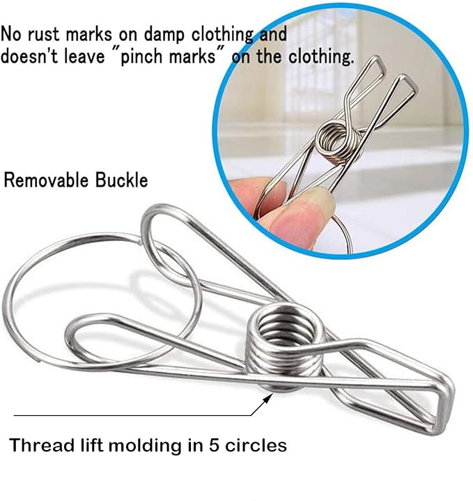 CenYouful Stainless Steel Round Hanging Drying Rack with 20 Clips for Drying Socks, Baby Clothes, Bras, Towel, Underwear, Hat, Scarf, Pants, Gloves
