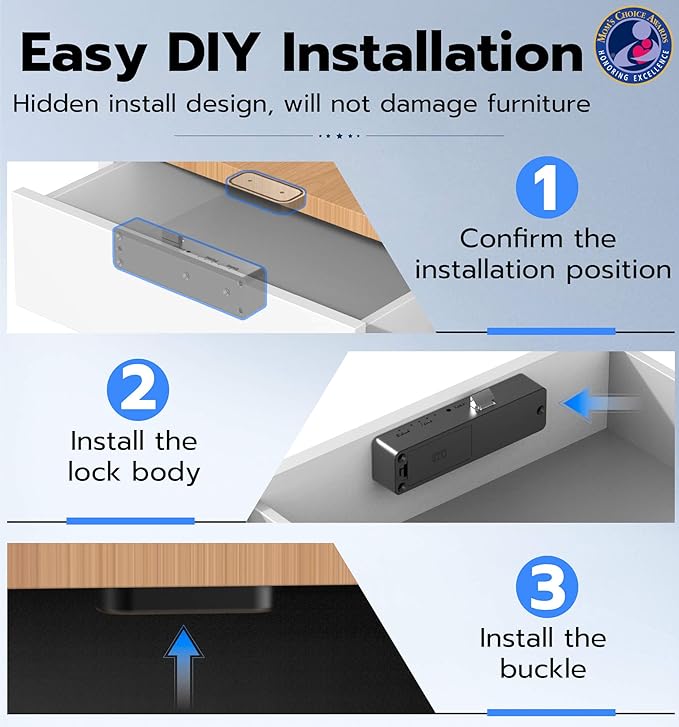 Anweller Smart Cabinet Lock, Hidden No Drill Keyless Electronic Digital Bluetooth RFID Magnetic Child Safety Baby Proofing Drawer Lock for Cupboard Closet Liquor Adults Secret Cabinets - Black Green