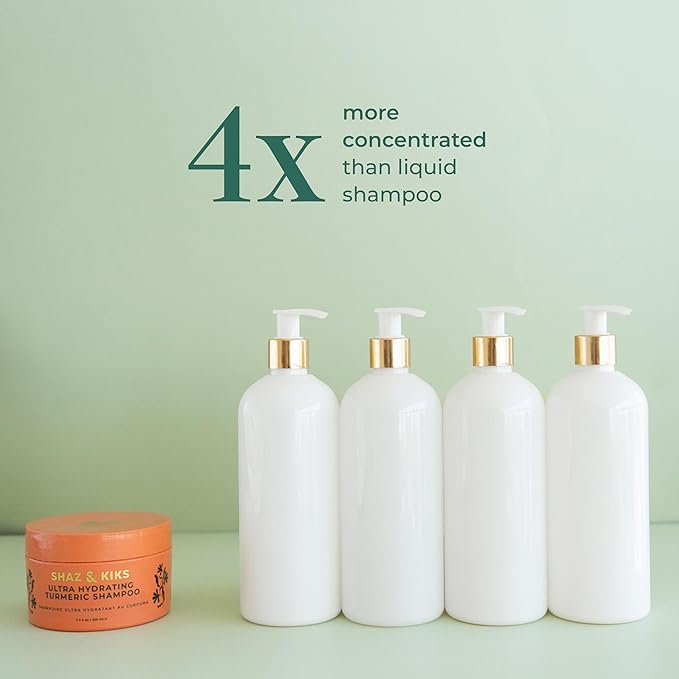 SHAZ & KIKS Ultra Hydrating Turmeric Shampoo | Sulfate-Free Shampoo for Dry, Itchy, Flaky Scalp | Deliver Deep Hydration with Turmeric & Kokum Butter, Travel Size