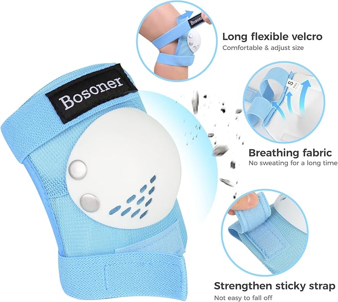 BOSONER Kids/Youth Knee Pad Elbow Pads for Roller Skates Cycling BMX Bike Skateboard Inline Rollerblading, Skating Skatings Scooter Riding Sports