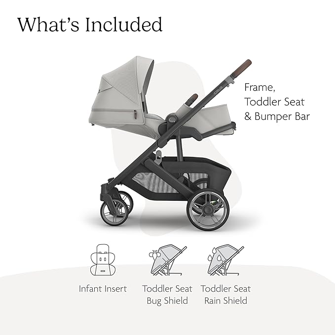 UPPAbaby Cruz V3 Stroller - from Birth + Car Seat Compatible - Full-Size, Reversible Seat - Infant Insert, Bug and Rain Shields Included - Savannah (Pearl Gray Jacquard/Carbon Frame/Chestnut Leather)