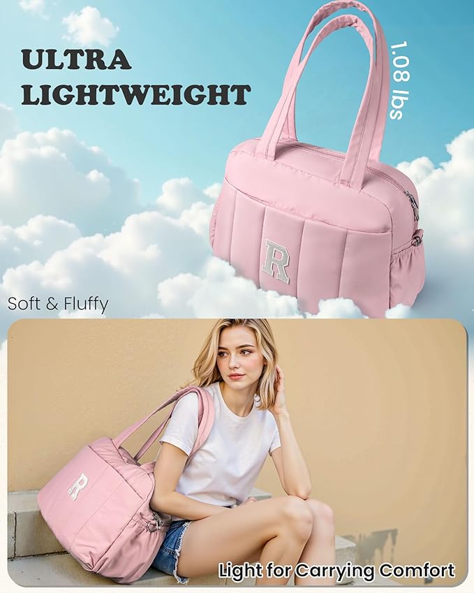 Gifts for Women 20s-Duffle Bag for Travel, Weekender Bags for Women，Initial Overnight Bag with Wet Pocket，Lightweight Travel Bags Personalized Gym Tote with Makeup Pouch