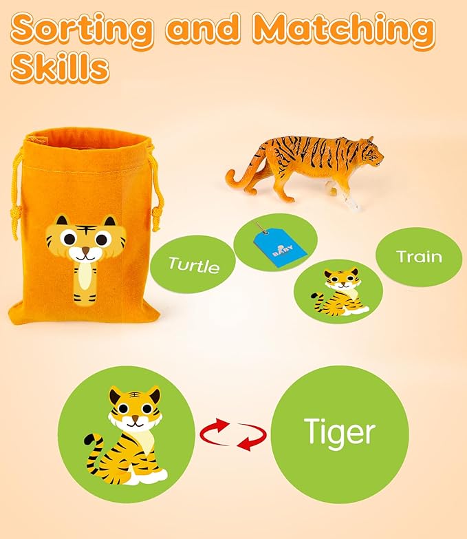 Alphabet Learning Toys for Toddlers, Word Work Small Group Set with 104 Phonics Flash Cards and 26 Animal Figurines, Fun Education Classroom Supplies Alphabet Sounds Teaching Games for Kids