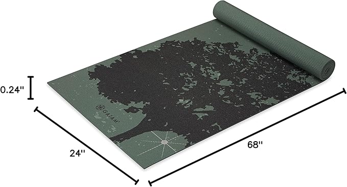 Gaiam Yoga Mat - Premium 6mm Print Extra Thick Non Slip Exercise & Fitness Mat for All Types of Yoga, Pilates & Floor Workouts (68"L x 24"W x 6mm Thick)