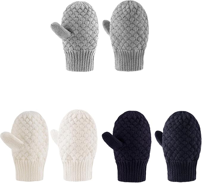 Baby Knit Mittens Toddler Boys Girls Gloves Winter Infant Newborn No Scratch Mitten 0-3 Years