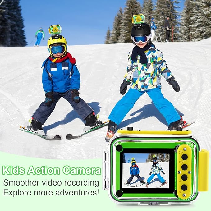 GKTZ Kids Camera - Waterproof Underwater Camera for Kids, Christmas Birthday Gifts for Boys Age 3-12, 1080P HD Children Digital Action Camera, Pool Toys for Kids Age 4-12