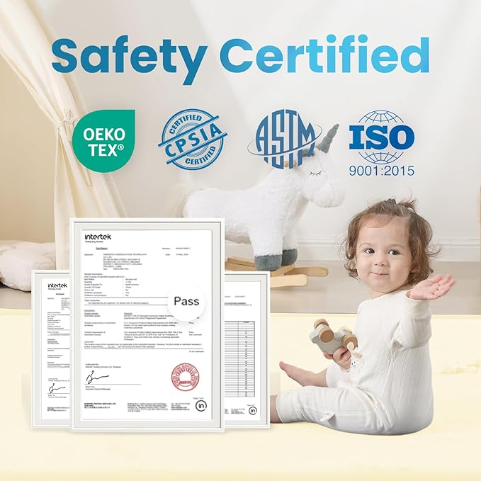 1.3" Thick Baby Play Mat for Floor, 39x59 Foam Tummy Time Mat, Padded Support Soft Plush Nursery Rug for Infant Kids Toddler Crawling Kick Activity (Ivory)