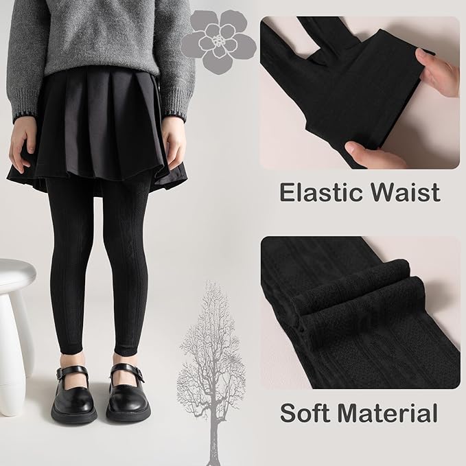 Girls Leggings for Little Girls, 2 Pack Toddler Girl Pants Leggings for Baby Tights Knitted Multi-Colors 2-9 Years