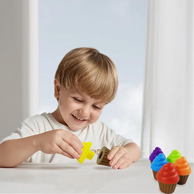 Cupcake Toy Toddler Toy Learning Colors and Shape-Shape Sorting Toys for Toddlers-Geometry Manipulatives Toddler Sensory Toys for Kids 1-3 - Child Montessori Toys for 18 Month Old Girls Boys