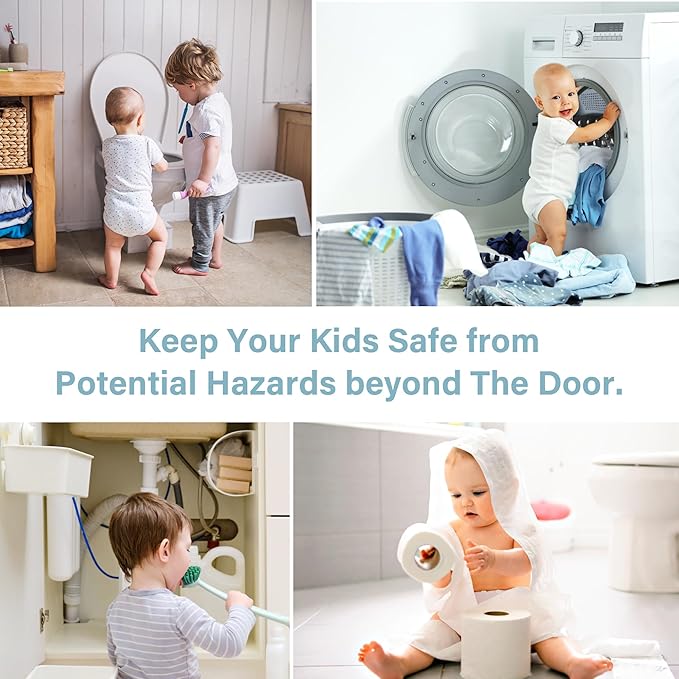 Child Proof Door Knob Covers (4 Pack), Toddler Door Locks, Baby Proof Safety Locks for Doors, Easy Install & No Tools Needed