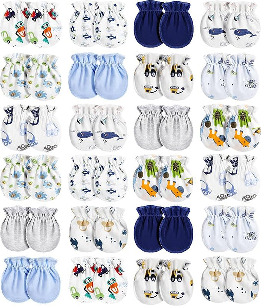 Geyoga 24 Pairs Newborn Baby Boy Girl Mittens 0-6 Months Newborn No Scratch Mittens Soft Elastic Infant Baby Gloves