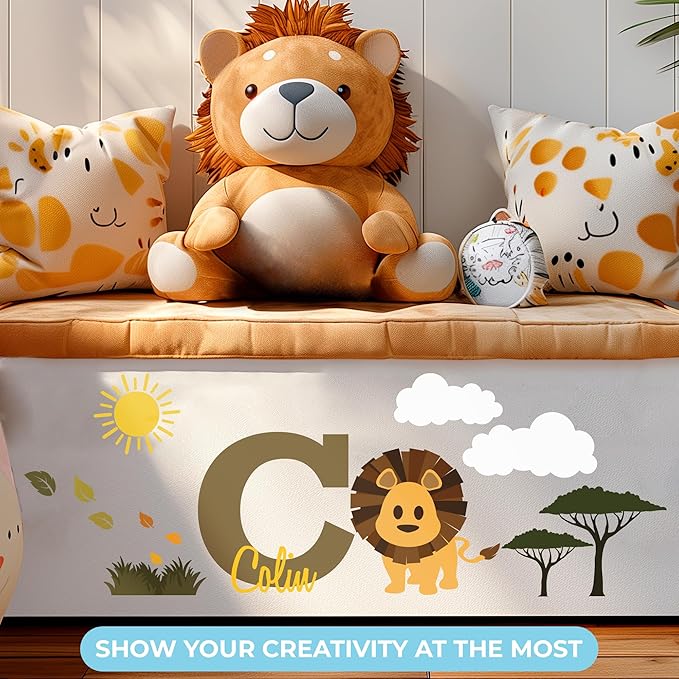 CRYPTONITE Lion King Personalized Name Decal, Multicolor Options, Wall Decor, Vinyl, for Baby & Kids