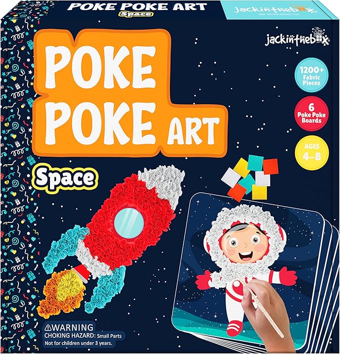 jackinthebox Poke Poke Art for Kids – Space Theme, Mess-Free Fabric Art and Craft, Flower Pressing Kits, Gift for Kids, Toys for Girls and Boys Ages 4 5 6 7 8