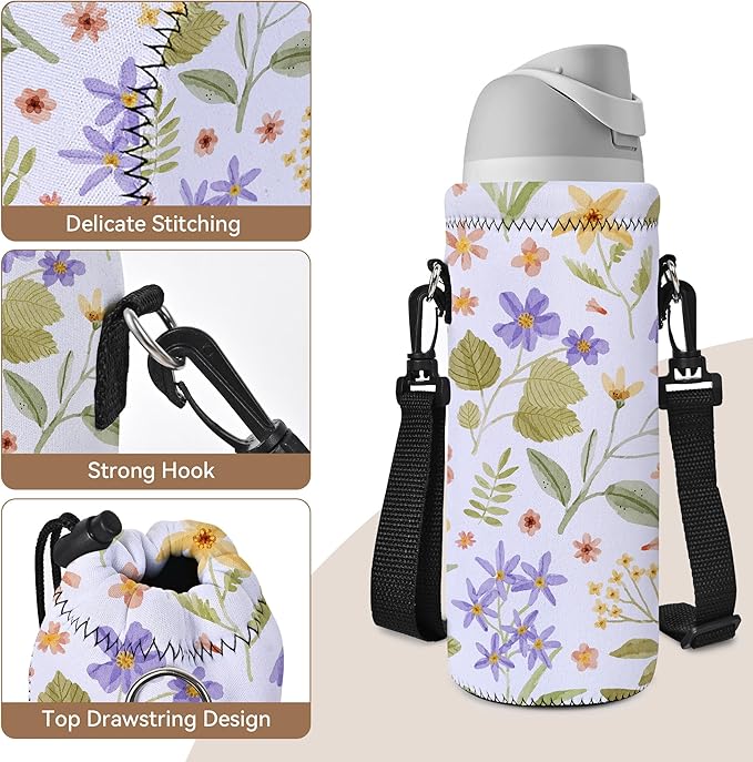 AUPET Water Bottle Sling Bag Carrier Crossbody Sleeve,Insulated Neoprene Bottle Case Holder Pouch Cover 500ML/17oz with Shoulder Strap for Walking Women Men