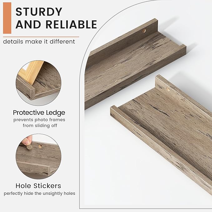 Floating Picture Ledge Shelves for Wall Set of 4, 56 Inch Wall Shelves with Lip Long Large Nursery Book Shelf for Toys Storage Kids Bookshelf Wall Mounted Living Room Bedroom Decor Frames