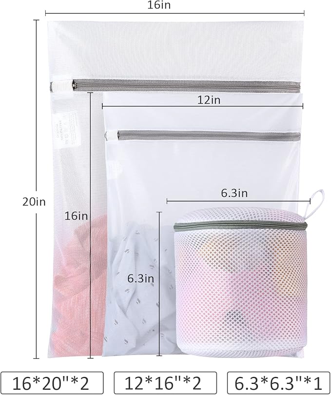 GOGOODA Laundry Mesh Wash Bags for Delicates (5 Set-2L, 2M, 1 Cylinder)