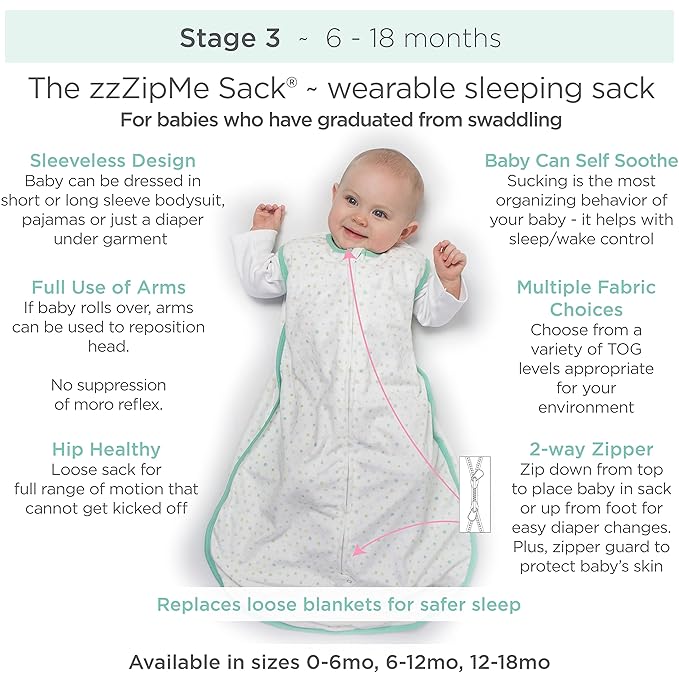 Amazing Baby Cotton Muslin Sleeping Sack, For Baby Boy or Girl, Wearable Blanket with 2-way Zipper, Zebras, Black, Small (0-6 Month)