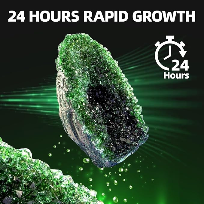 GobiDex Geodes Crystal Growing Kit for Kids, 24-Hour Fast Crystal Growth, Science Experiments Kit with Display Cases - DIY STEM Toys, Educational Gifts for Boys&Girls Ages 8-12,Geology Rock Collection