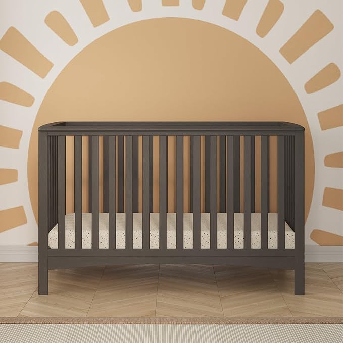 Child Craft London 4-in-1 Convertible Crib, Baby Crib Converts to Day Bed, Toddler Bed and Full-Size Bed, 3 Adjustable Mattress Positions, Non-Toxic, Baby Safe Finish (Dapper Gray)