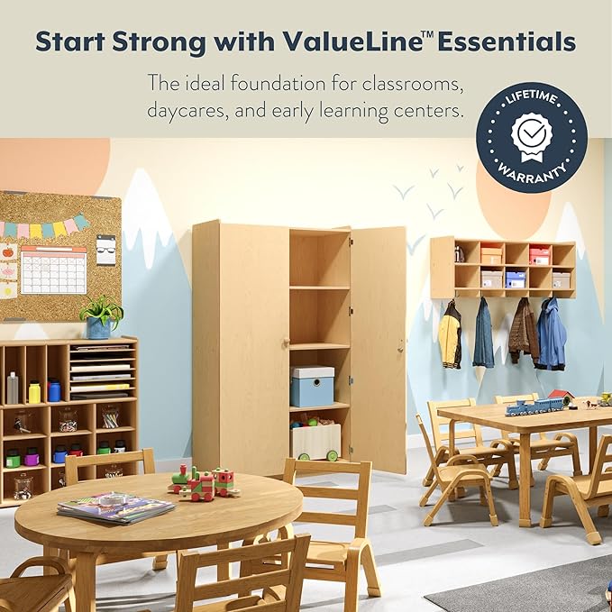 Angeles Value Line Teacher's Storage Cabinet, Classroom Shelves and Daycare Furniture, Lockable Storage Cabinet, 36" L x 19" W x 63" H