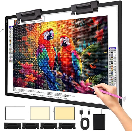 elice A1 Rechargeable Diamond Art Light Board (35.4''x 23.6''), Extra Large Wireless LED Light Box for Tracing and Drawing, 3-Color Light Modes Light Pad, 6000 mAh Battery Light Table for Artists DIY