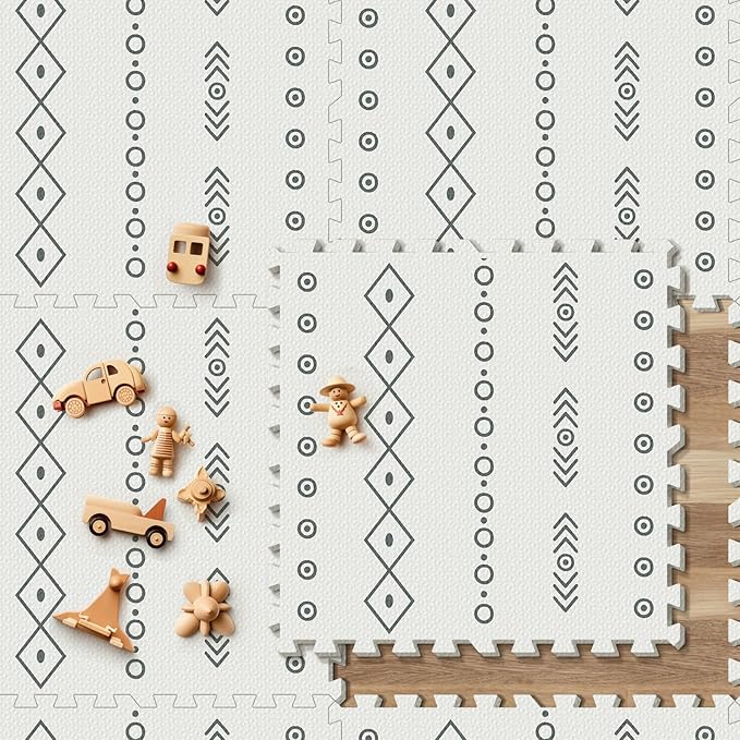 Baby Foam Play Mat, PIGLOG 72x48 Baby Crawling Mat, Floor Mats for Kids for Infants with Interlocking Tiles, Toddler Playmats for Indoor and Outdoor, Easy to Clean Playroom Mats, (Symbol+Bohemia)