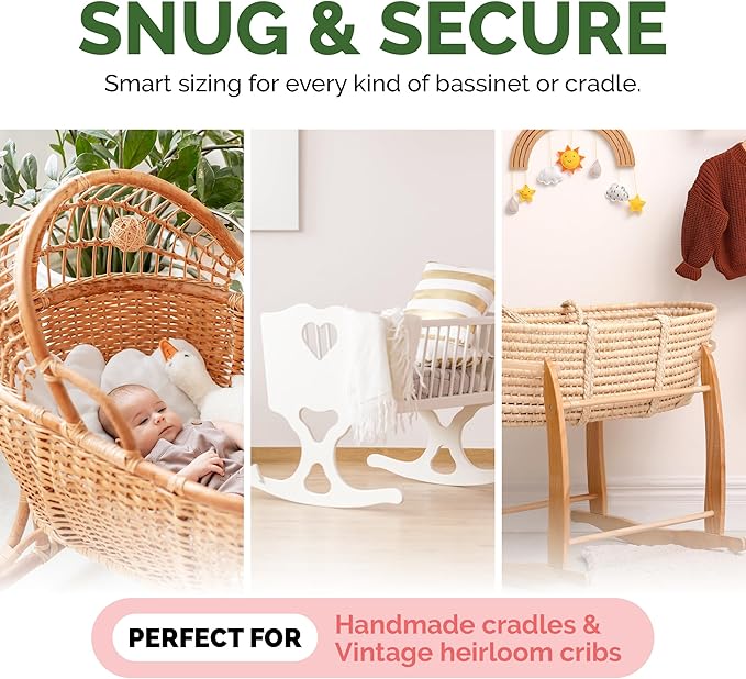 Cradle Baby Mattress and Bassinet Mattress 15x30 – 2-Inch Firm Foam Baby Bed with Waterproof Vinyl Cover – Non-Toxic Hypoallergenic Cushion Pad Replacement for Infant Bed (Multiple Standard Sizes)