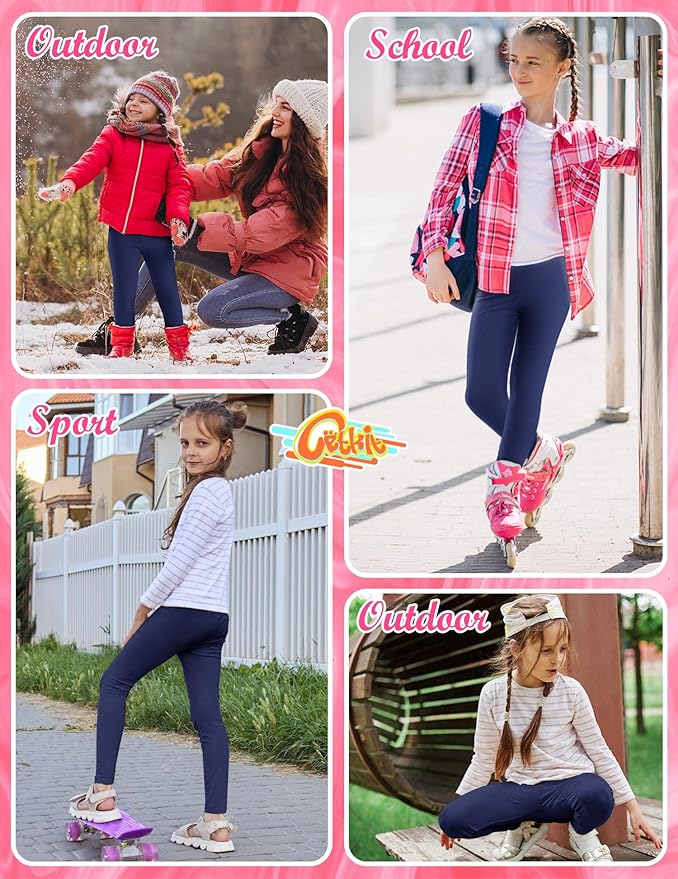 Girls Leggings Cotton Leggings for Toddler Footless Girls Pants Stretchy Baby Girl's Pants Infant Basic Leggings Size 6M -14Y