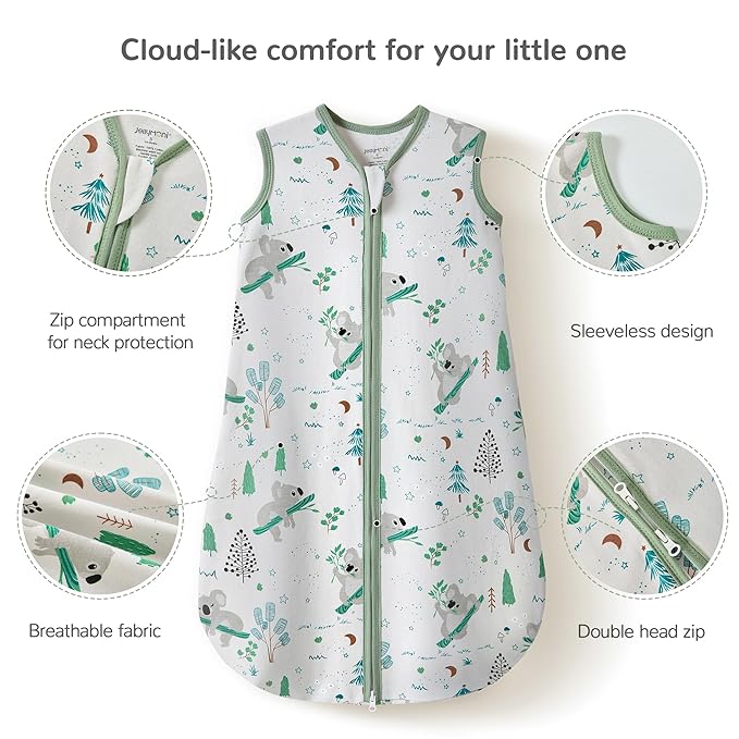 JELLYMONI Baby Sleep Sack 18-24 Months 100% Cotton Wearable Blanket, 0.5 TOG Soft Lightweight Toddler Sleeping Sack 3 Pack 2-Way Zipper Newborn Sleep Sacks
