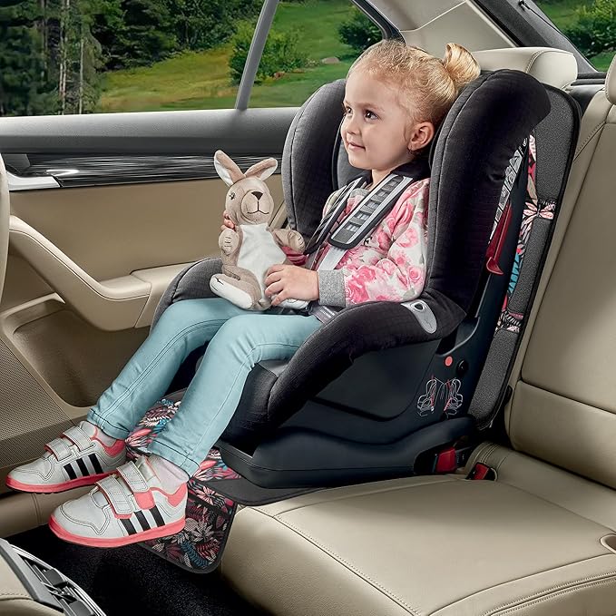 Car Seat Protector for Child Car Seat, 2 Pack Baby Car Seat Covers with Mesh Pockets & Non-Slip Backing 600D Durable Seat Protector Under Baby Car Seat for Car Back Seat (Red Leaves, Large)