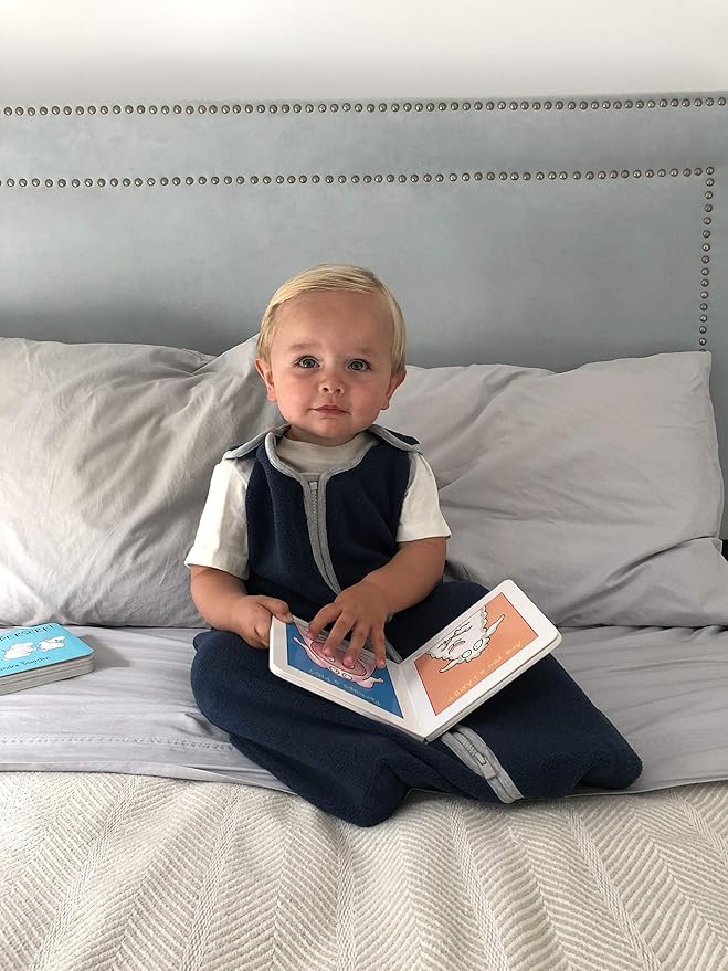 Baby Sleeping Bag Sack - Easy Care Premium Polar Fleece, Wearable Blanket - Boys & Girls. Fits Infants, With Convenient Shoulder Straps for Safe & Comfortable Sleep, Navy, Large (18-36 Months)