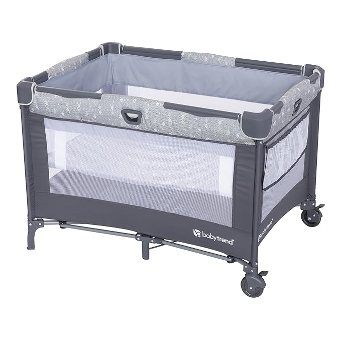 Baby Trend Nursery Den Playard with Snooze Pod and Flip Over Changer, Diamond Sage