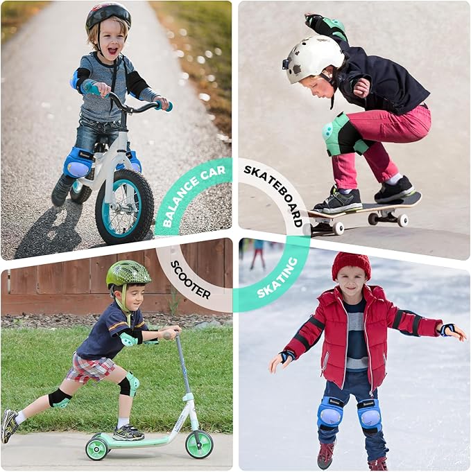 BOSONER Kids/Youth Knee Pad Elbow Pads for Roller Skates Cycling BMX Bike Skateboard Inline Rollerblading, Skating Skatings Scooter Riding Sports