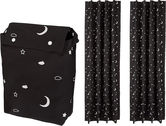 Amazon Basics Portable Blackout Curtain Shade with Suction Cups, 50" W x 78"L, 2-Pack, Moon and Stars