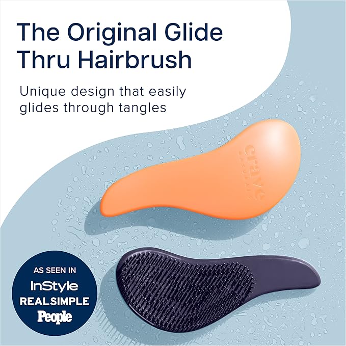 Crave Naturals Glide Thru Hair Brush - Detangler Brush for Curly, Straight, Wet or Dry Hair - Gentle Detangling Brusheses for Adults, Kids, Toddlers - Hair Accessories for Women, 7.5"x3" - Coral