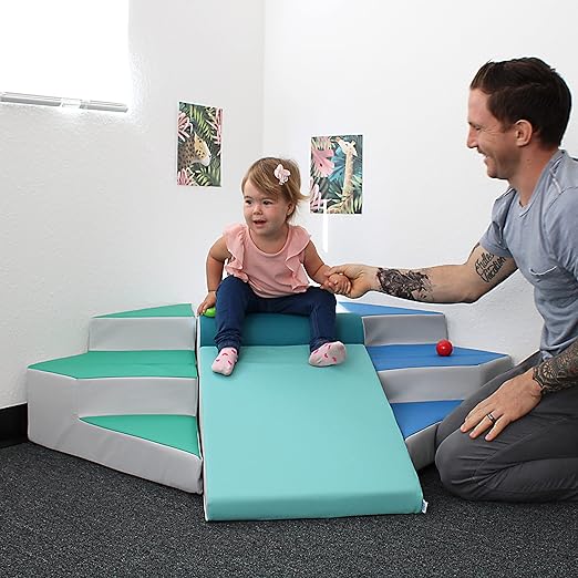 Factory Direct Partners 13383 SoftScape Step Up and Slide Corner Climber, Indoor Active Play Structure for Toddlers and Preschoolers (4-Piece) - Contemporary